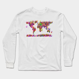 World Map Music Notes Long Sleeve T-Shirt